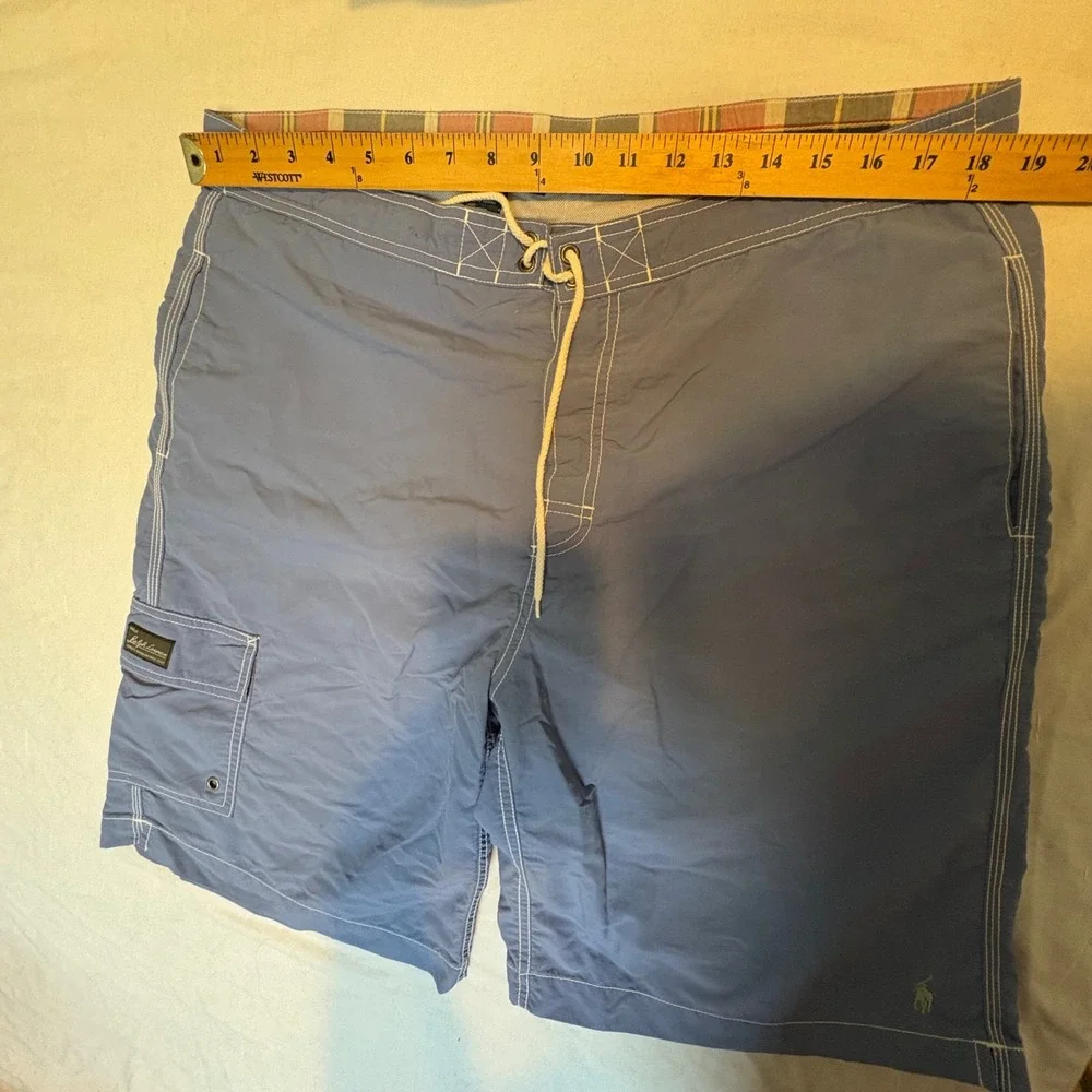 Polo Ralph Lauren Swim Trunks Mens Blue Cargo Pocket Mesh‎ Lined Board Shorts